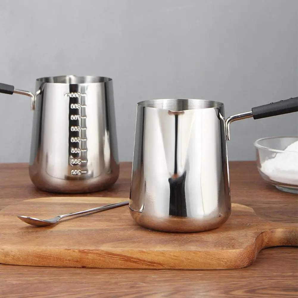 Stainless Steel Milk Pan With Scale Chocolate Butter Melting Pot With Lengthened Heat-insulated Handle 600ml/1000ml stainless steel stock pot stainless steel cooking pot
