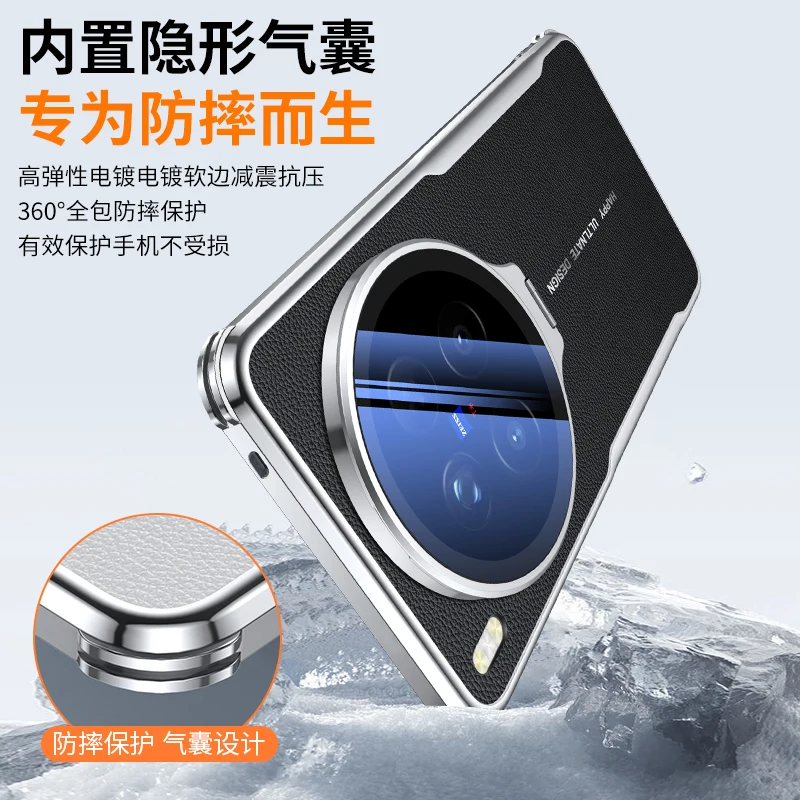 Luxury Matte Leather Texture Shockproof Back Cover with Foldable Invisible Holder and Camera Protection