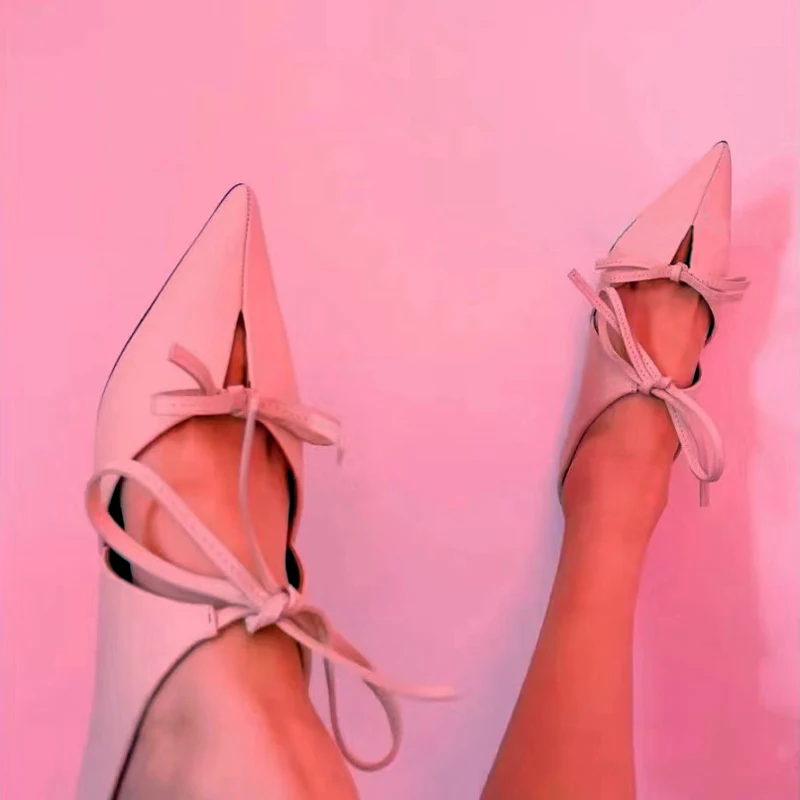 Niche half slippers for women, summer pointed sandals, French style baotou kitten and Muller shoes, high-end and elegant sandals