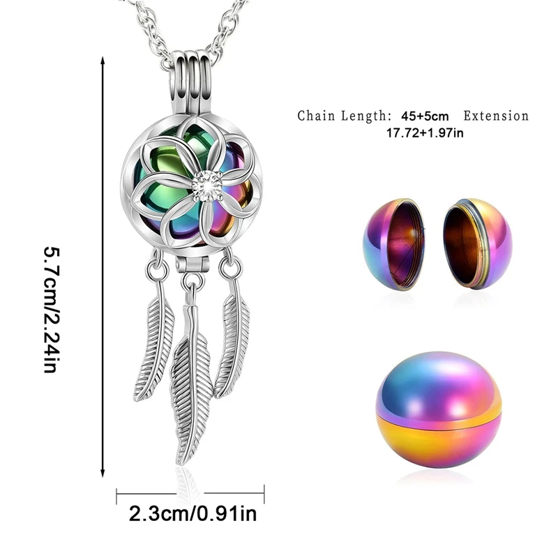 Cremation Jewelry Urn Pendant Necklace with Hollow Urn Cremation Jewelry for Ashes Dream Catcher Shape Pet Cremation Portable Memorial Box