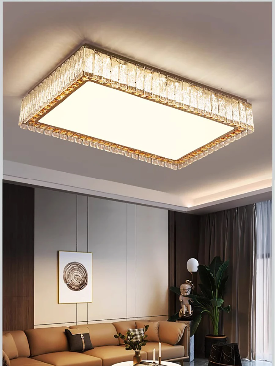 

Modern Luxury 2024 Crystal Ceiling Lights Home Decoration Cristal Lampara De Techo Living Room Round Rectangle Light Fixture