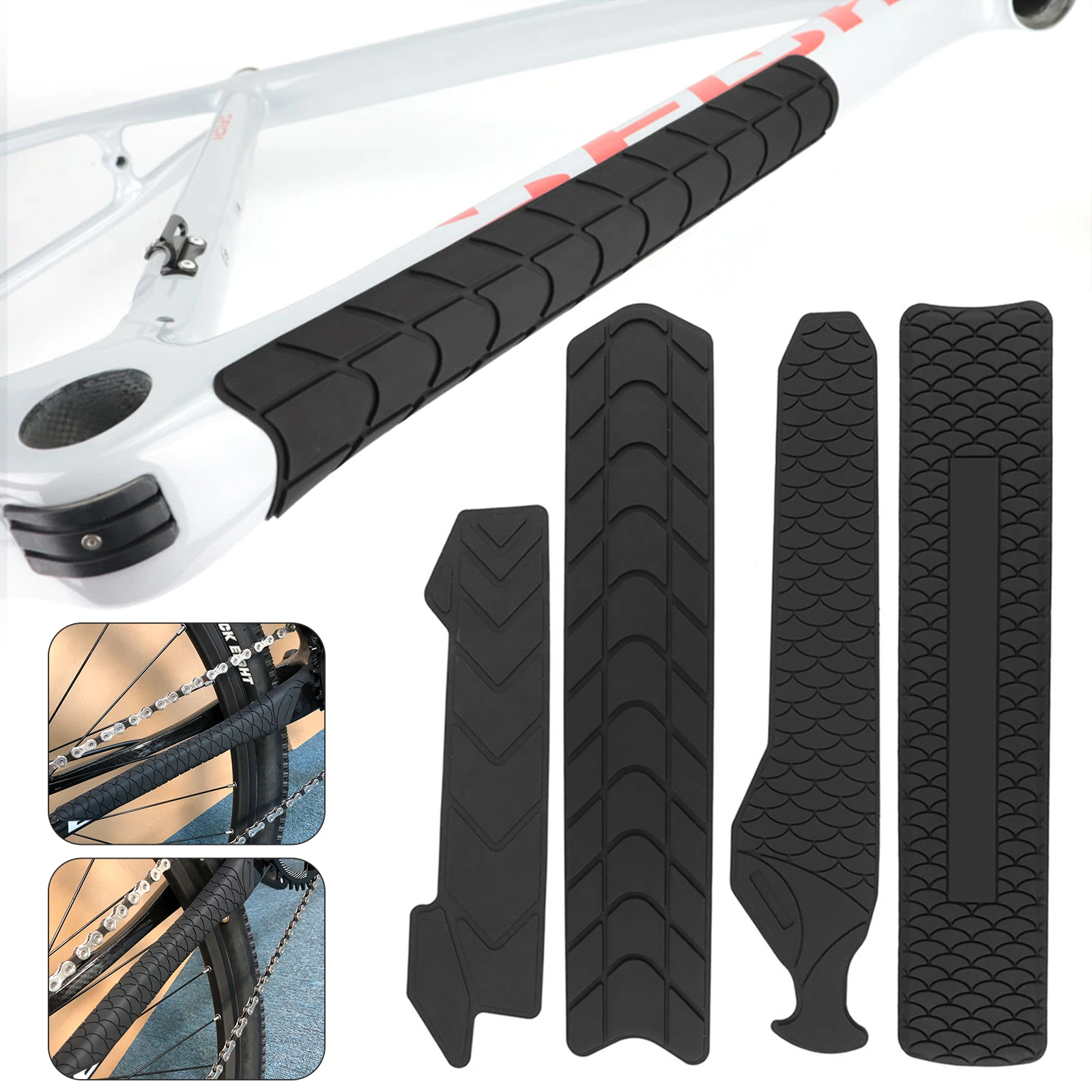 Silicone Bike Chain Sticker Bicycle Frame Protector Scratchresistant