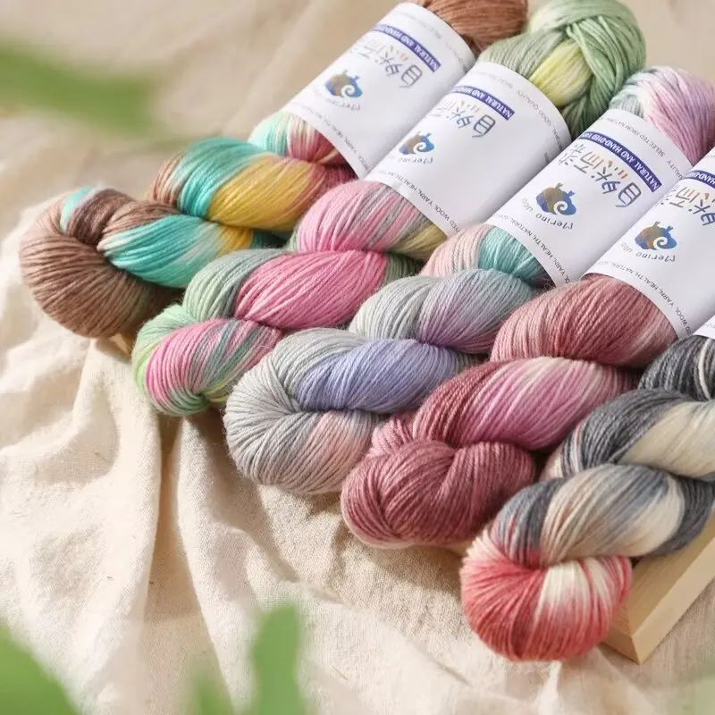 100g 270Meters Handmade Dyed Wool Yarn for DIY Knitting&Crocheting Sweater Scarf Gradient Color Cotton Wool Yarn 4