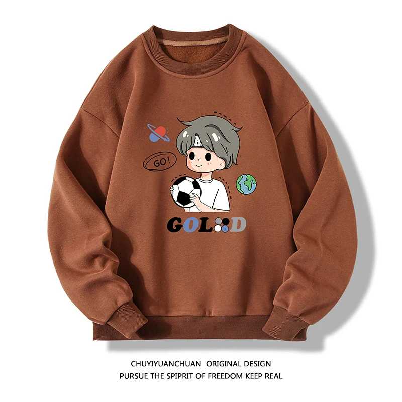 autumn New Men's Round Neck Solid Color Printed Sweatshirts Large Size Fashion Casual Loose Long-sleeved Sweatshirts
