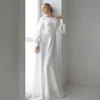 Simple Civil Wedding Dresses Brides 2025 Scoop neck Long Sleeves Backless Customized Bridal Dress Wedding Party Dress Elegant 1