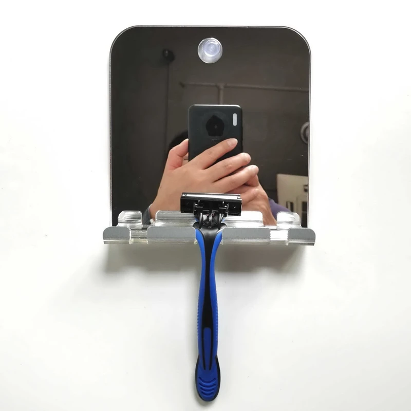 Wall Suction Anti Fog Shower Mirror para Homem, Espelho de Barbear para