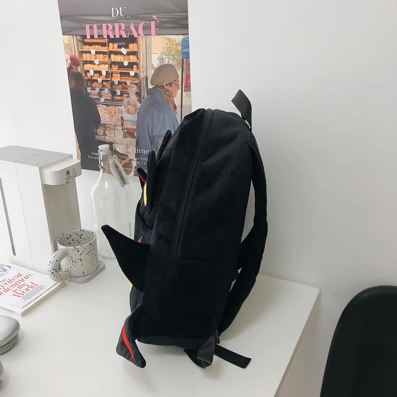 School Bag Girls Backpack Cartoon Black hedgehog Plush Schoolbag Bag StudentCool High Capacity Women's Bag Gift 4