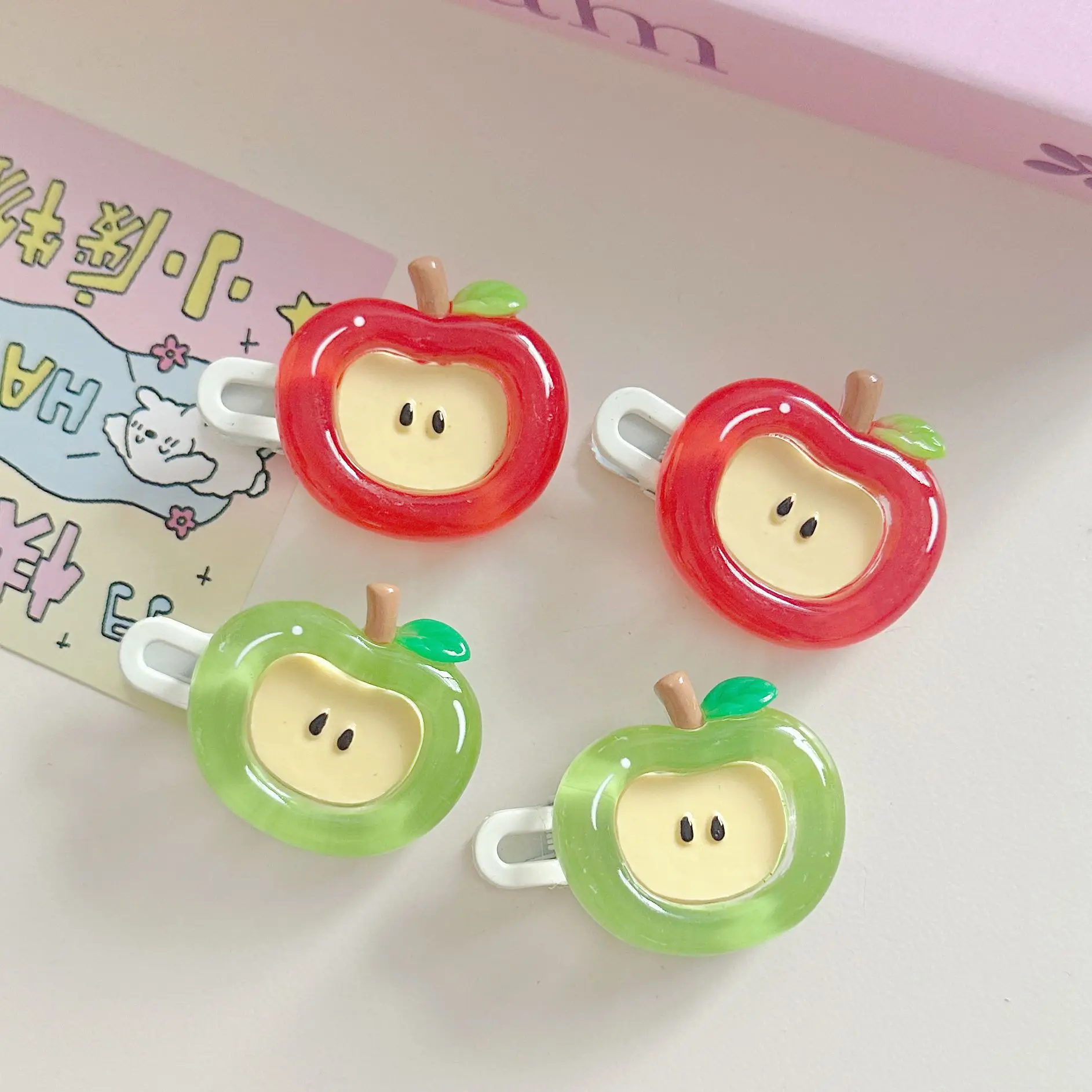 Cute Apple Hair Clip for Women-Cartoon Fruit Korean/Japanese Style Side Bangs Barrettes Girls Fashion Hairpin & Hair Accessories