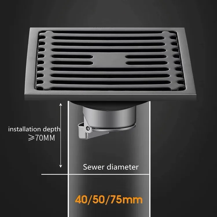 10cm Square Floor Drain Anti Odor Stainless Steel With Removable Cover Shower Floor Drain For Bathroom And Laundry