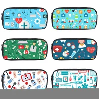 Trendy Boy Girl Gift Pen Bags Nurse Doctor ECG 3D Print Pencil Box Child stationery Storage Bag Pencil bag Simple Cosmetic bags 2