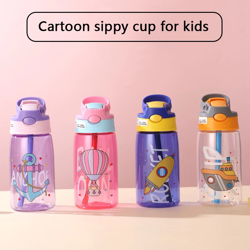 480ML Kids Sippy Cup Cartoon Water Bottles With Straws And Lids Spill Proof  Portable Toddlers Beverage Cups For Kids Drinkware - AliExpress