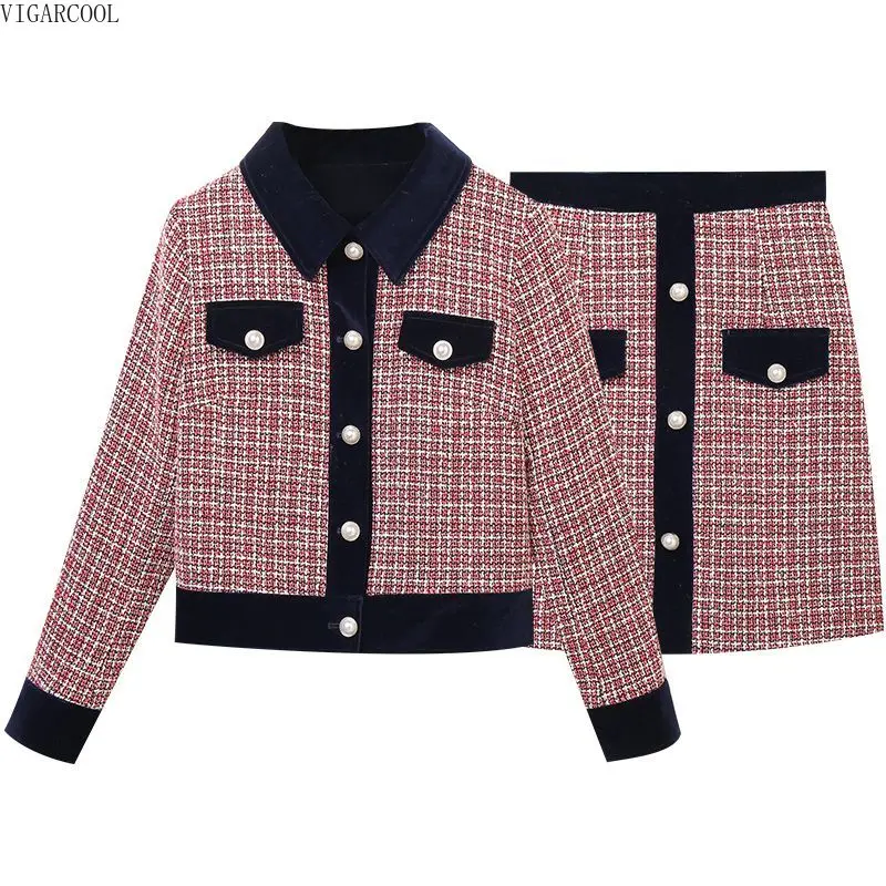 

Winter Temperament Slim Woolen Set for Women 2023 New Temperament Woolen Coat with Skirt Two Piece Set for Westernization Female
