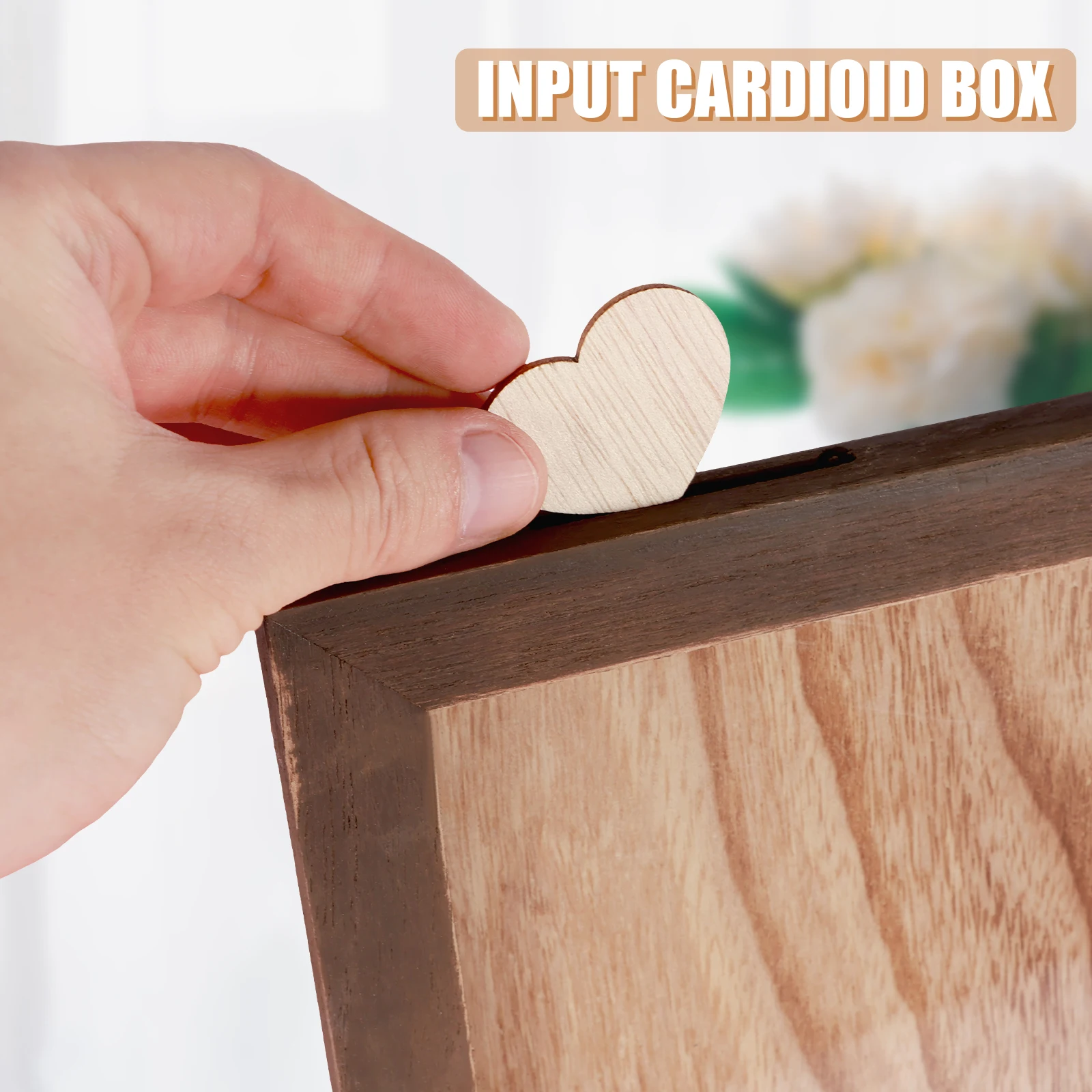 Wooden Wedding Guest Note Book with 100 Heart-Shaped Personalized Wood Frame Drop Box Creative Wedding Decor Guest Sign in Book