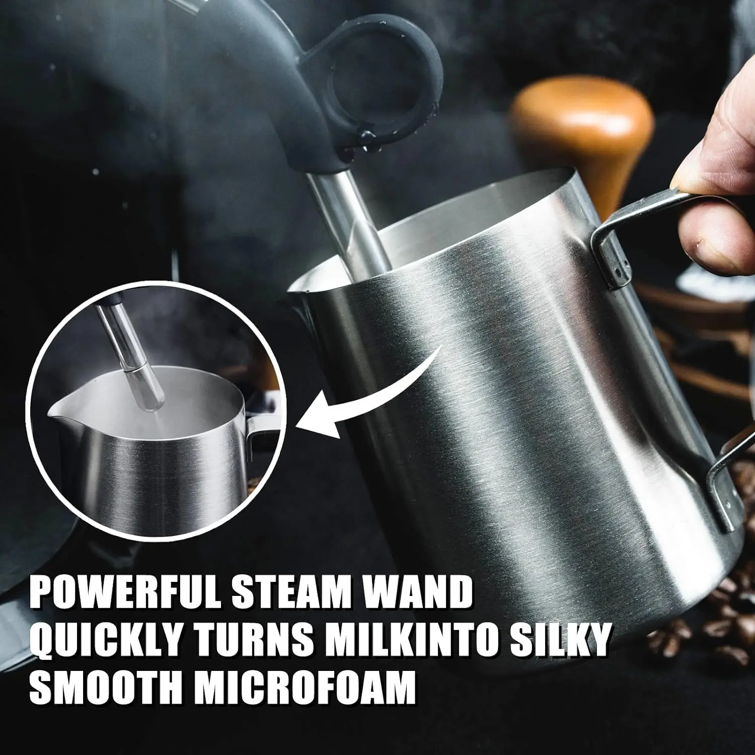 Espresso Machine 15 Bar Coffee Maker With Milk Frother Steam Wand Built-In Bean Grinder Combo Cappuccino Machine