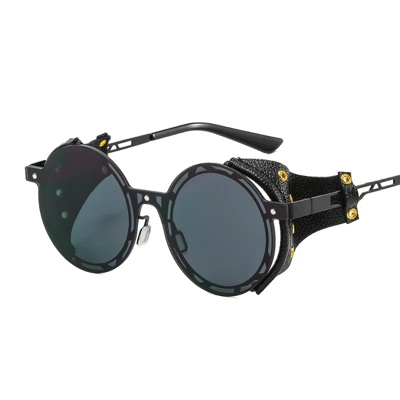 

New Metal Punk Steam Personality Sunglasses Round Frame Avant-garde Fashion Sunglasses