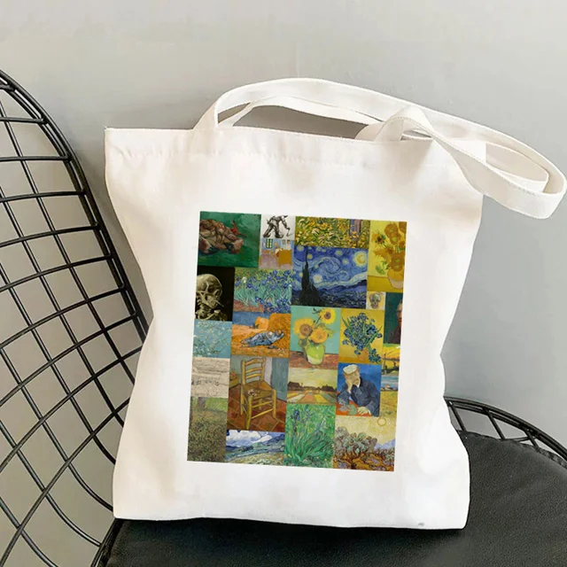 Shopper Van Gogh Img Printed Kawaii Bag Harajuku Women Shopping Bag Canvas Shopper Bag Girl Handbag Tote Bag Shoulder Lady Bag b924