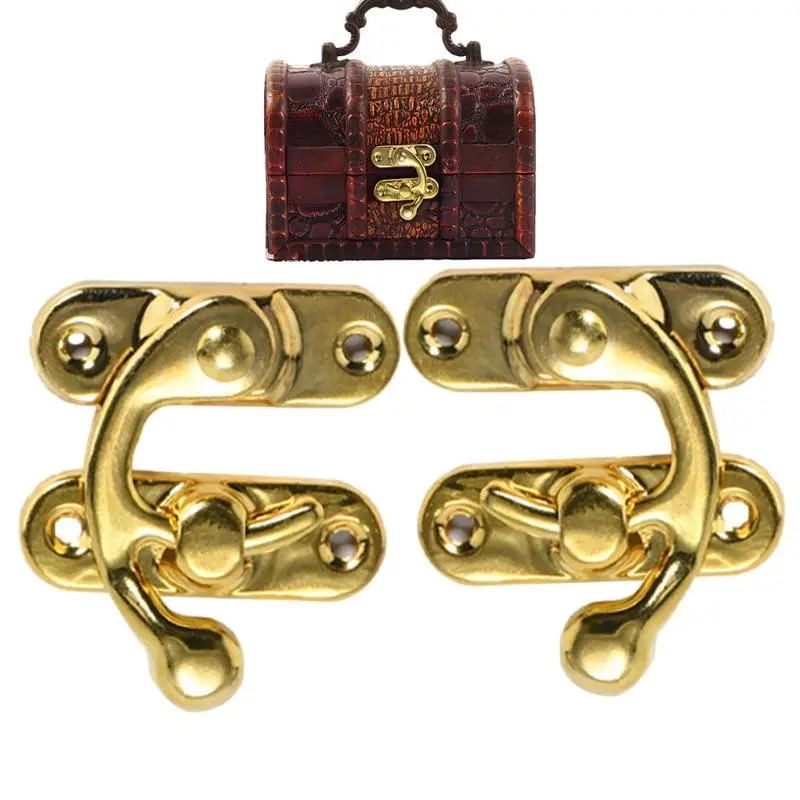 Wood Jewelry Box Hook Clasp 2pcs Retro Antique Box Trigger Latch Lock Vintage Style Left And Right Hook Latch For Jewelry