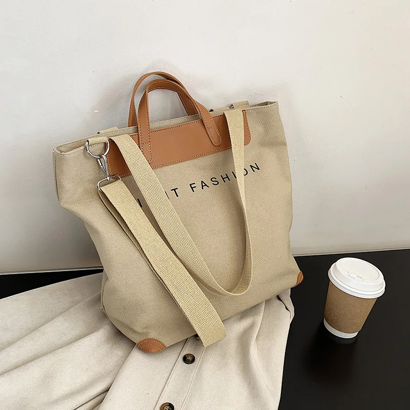Women's Fashion New Product Large Capacity Canvas Tote Bag Girl's Portable Crossbody Shoulder Bag Handheld Mummy Bag