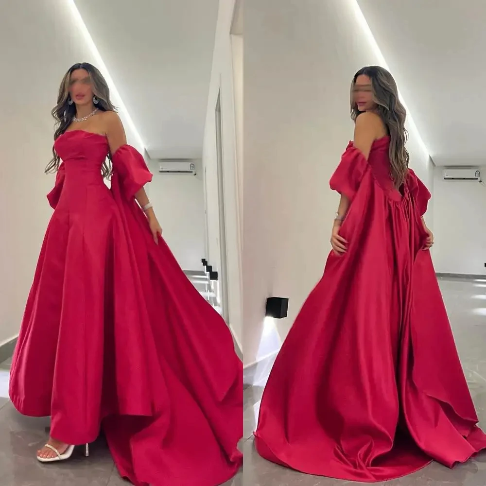 

Evening Dresses Long Luxury Celebrity Saudi Arabric Boat Neck A-line Detachable Train Backless Formal Prom Party Made To Order