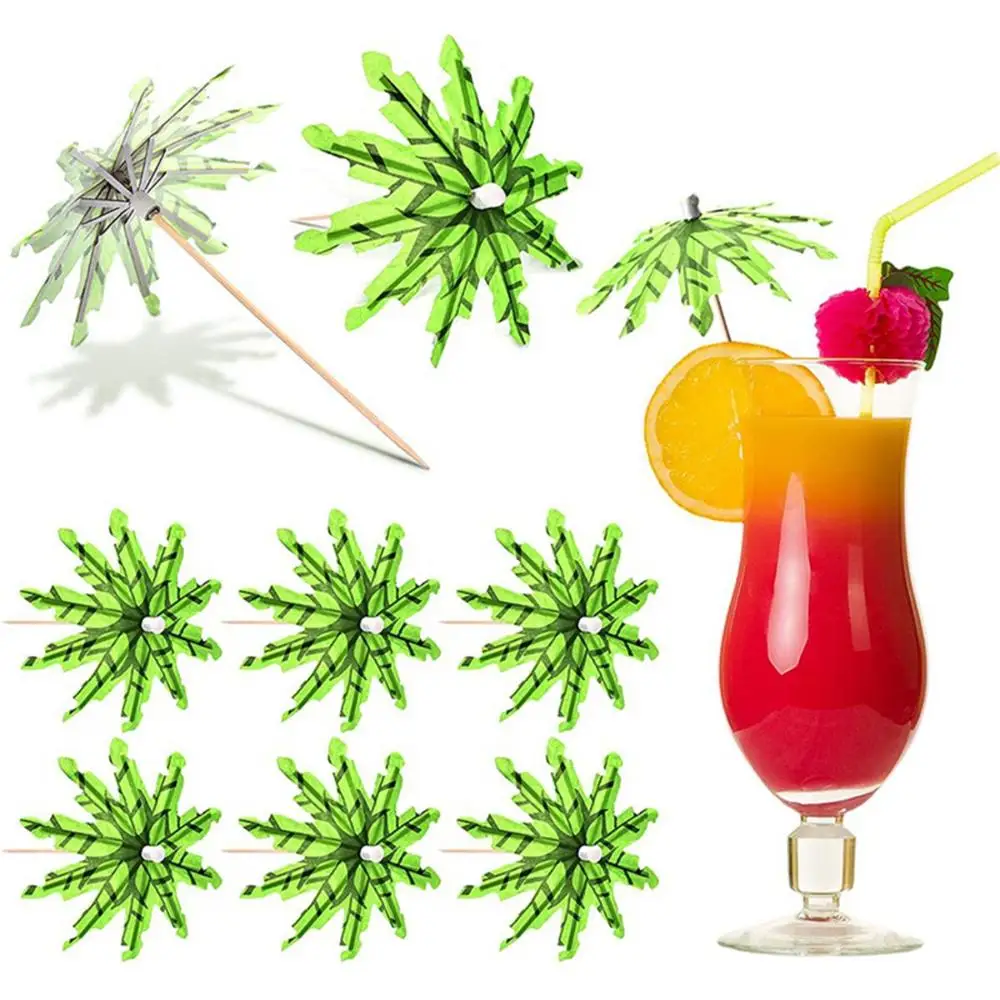 Palm Tree Umbrella Fruit Skewer Bar Red Wine Cocktail Cup Coconut decor Fruit Picks Cupcake Birthday Wedding Party Cake Decor fruit skewers
