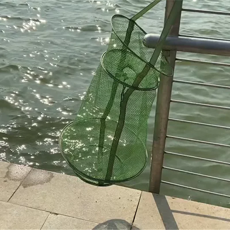 Trap Fish Basket Drawstring Opening Design Collapsible Fishing Net  Collapsible Fishing Net Cage Fish Baskets For Live Fish