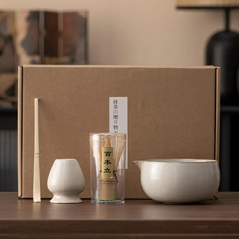 Japanese Matcha Tea Set with Whisk and Bowl