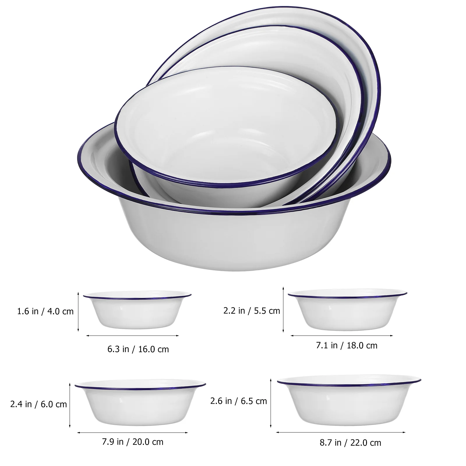 

Enamel Bowl Retro Bowls Round Beading Tray Small Rice Vintage Trash Can Large Plates Salad Headset