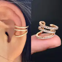 1PC Luxury Fashion Adjustable Ear Cuffs Ear Clip Earrings Delicate CZ Fake Piercing Cartilage Earrings For Women Trend Jewelry 2