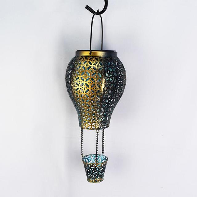 Air Balloon Solar Lanterns Outdoor Waterproof Metal Hanging Solar Lights LED Solar  Lamp Lighting Party Christmas Decor