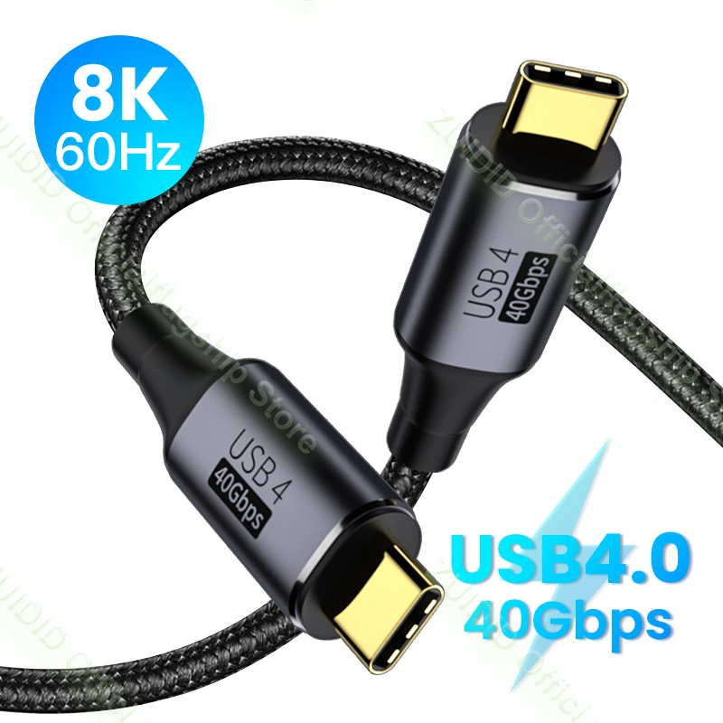 USB4.0 Thunderbolt 3 8K@60Hz Cable 40Gbps Data Cable PD 100W 5A Fast Charging USB Type C to Type C Cable For Macbook Pro 0.5/1m cable to connect phone to tv