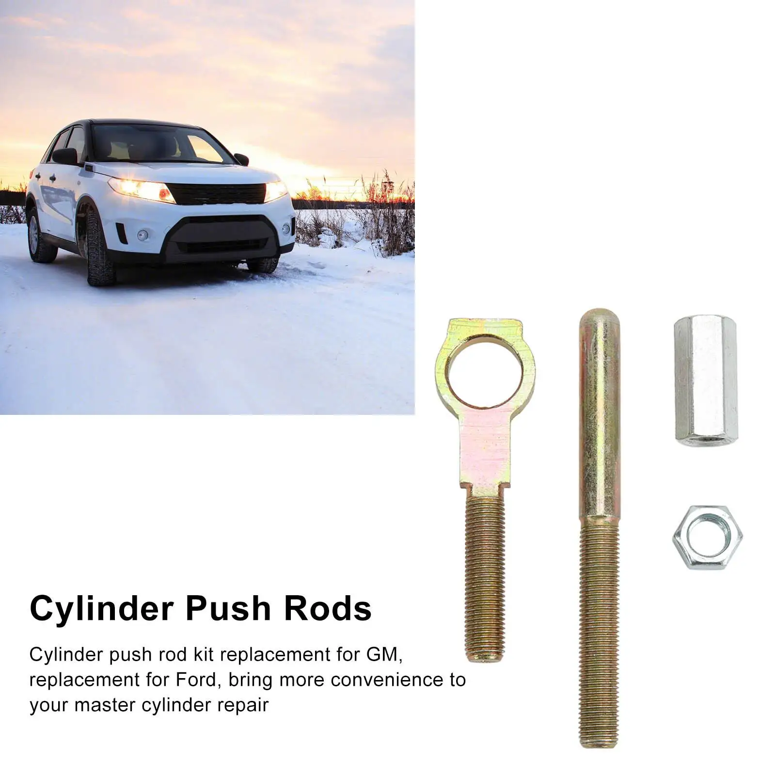 Manual Master Cylinder Push Rod Kit Cylinder Push Rod Set Repairing Adjustable 5/8 Eyelet 7.5in Maximum Length with Nut for car