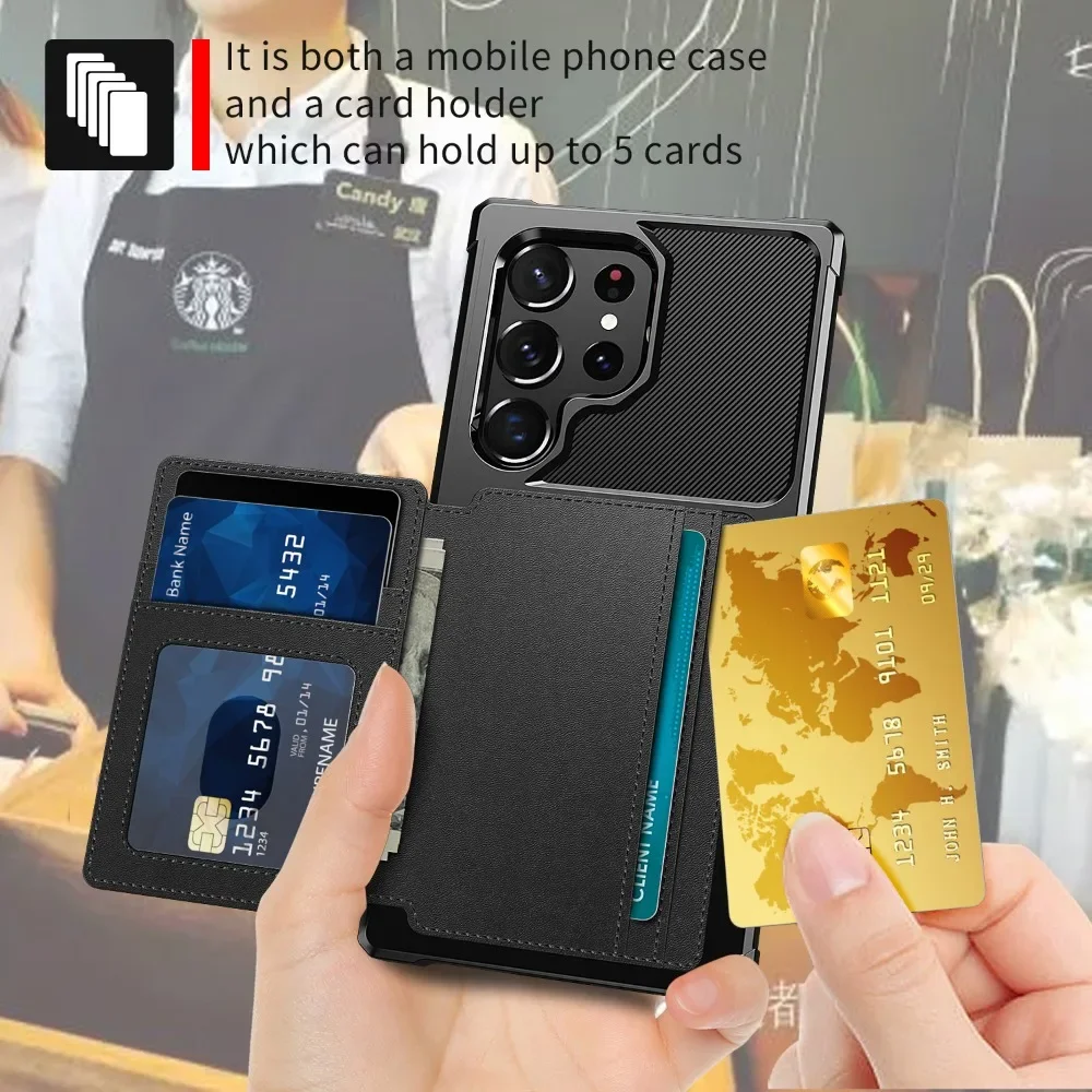Shockproof Cover For Samsung Galaxy S20 S21 S22 S23 S24 Ultra S9 S10 Plus S10E S23FE Note 20 Ultra Card Slot Wallet Leather Case