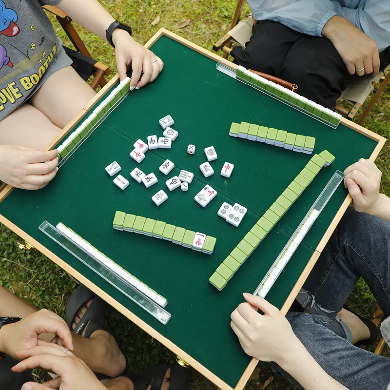 

Outdoor Solid Mahjong Machine Camping Mahjong Table Dining Table Dual-purpose Mini Mahjong Folding Portable Mahjong Card