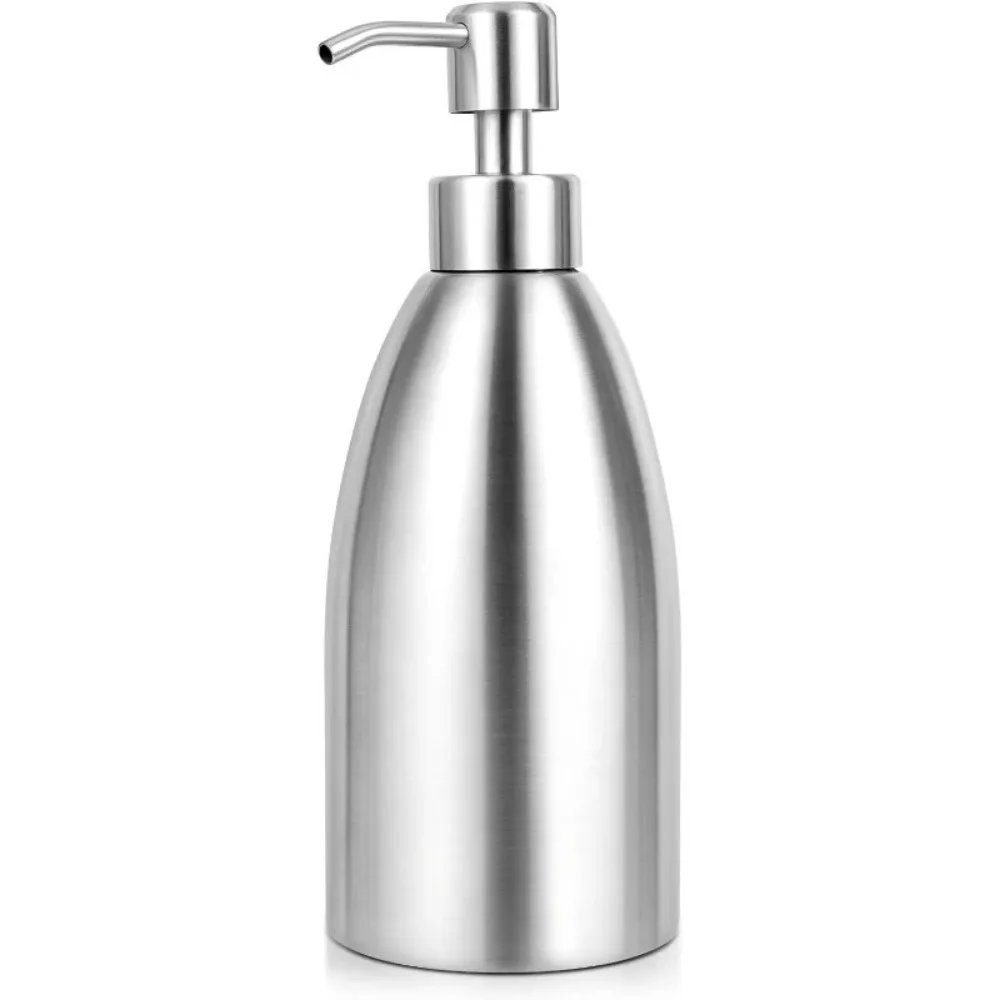 Stainless Steel Countertop Soap Dispenser 15.2 Oz Rust-Proof Liquid Pump Bottle for Kitchen Bathroom and Countertop Hand