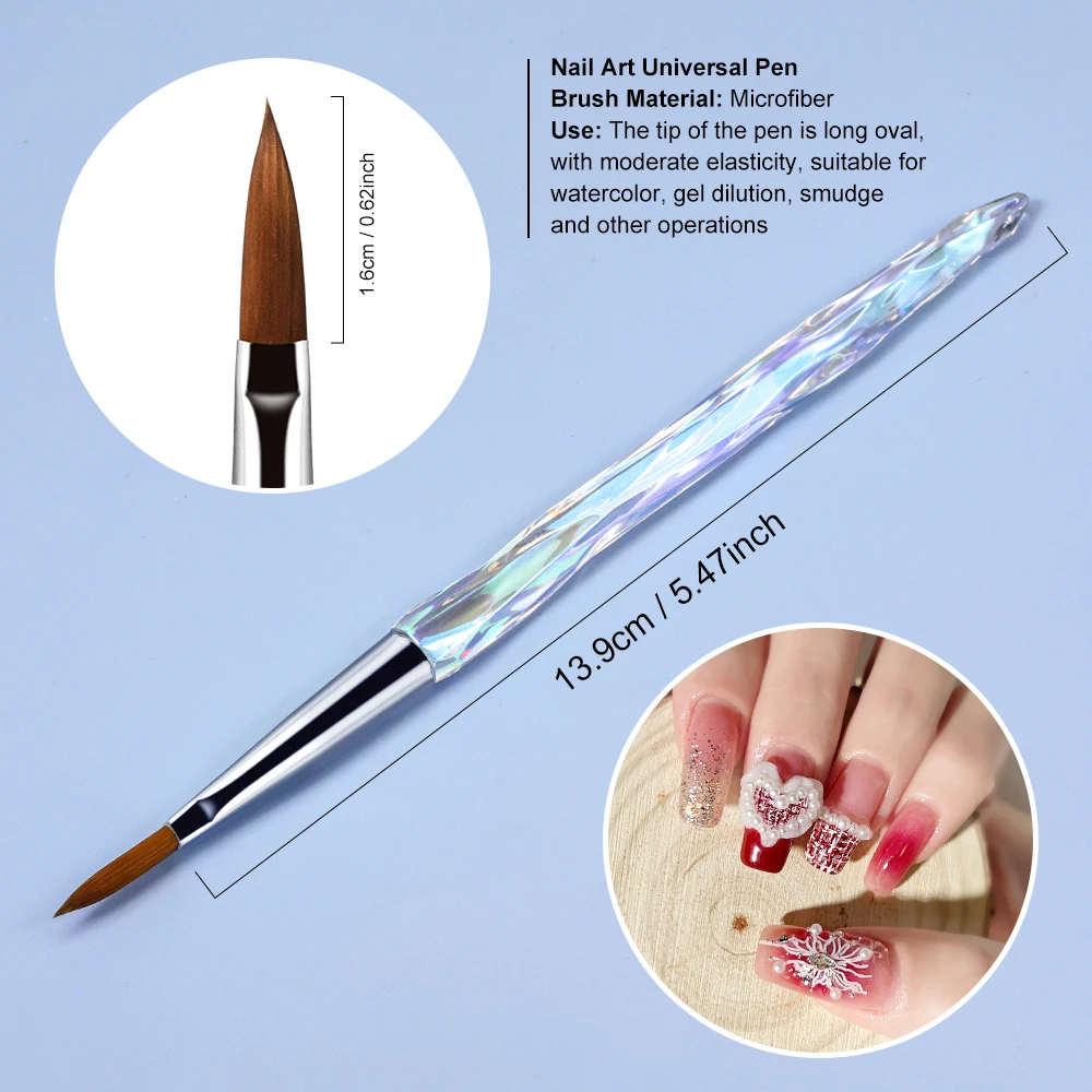 LIMEGIRL 8pcs/set Aurora Acrylic Nail Art Painting Pens for Nail Design Soft Slender Brush Gradient UV Gel Drawing DIY Brushes 5