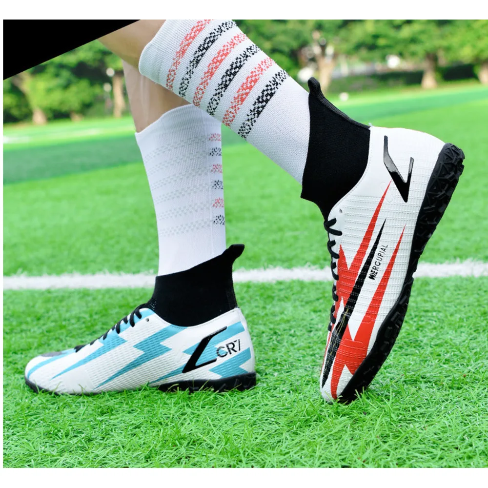 High-Top-Fußballschuhe, fliegende gewebte Socken, Überschuhe, Jungen Mädchen, gebrochener TF-Kunstrasen, AG-Nägel, Wettkampf und_voghion.com