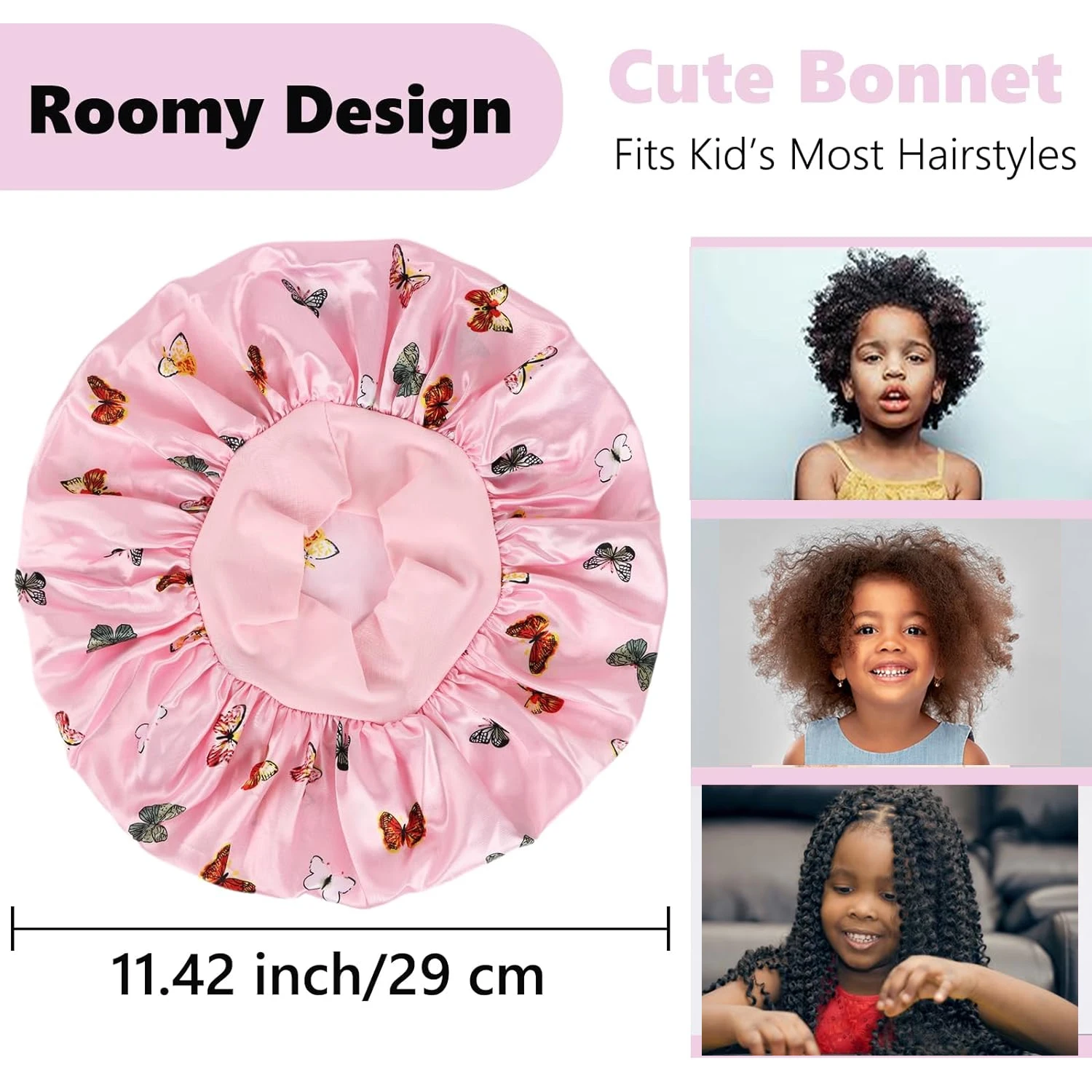 Children kids bonnet cap Bonnet New Wide Edge Elastic Butterfly Printing Sleep Fashion Leisure Home Comfortable Nightcap Hair Cap