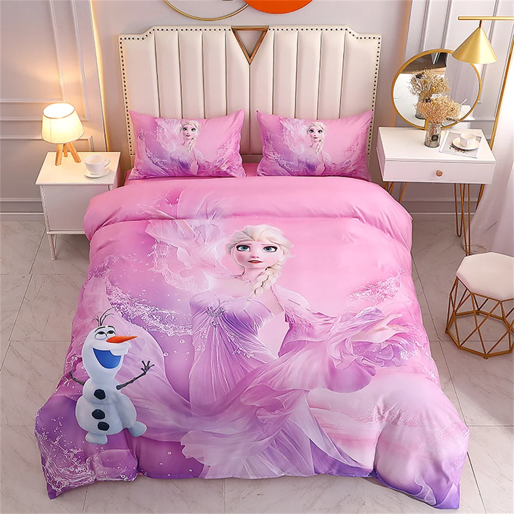 Disney Bedding Set Purple Frozen Elsa Princess Duvet Cover Sets for Baby Children Girls Bed Birthday Gifts baby crib bedding set