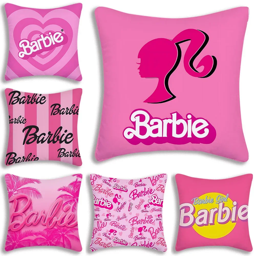 Fashion Doll B-Barbies Pillow Covers Cartoon Sofa Decorative Home Double-sided Printing Short Plush Cute Cushion Cover