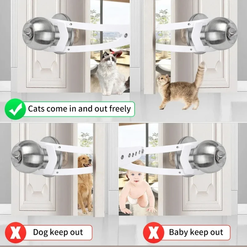 Cat Door Holder Latch Adjustable Dog Door Stopper Elastic Gate Lock Flex Latch Strap Keep Dog Out From Entering Pet Gate Supply