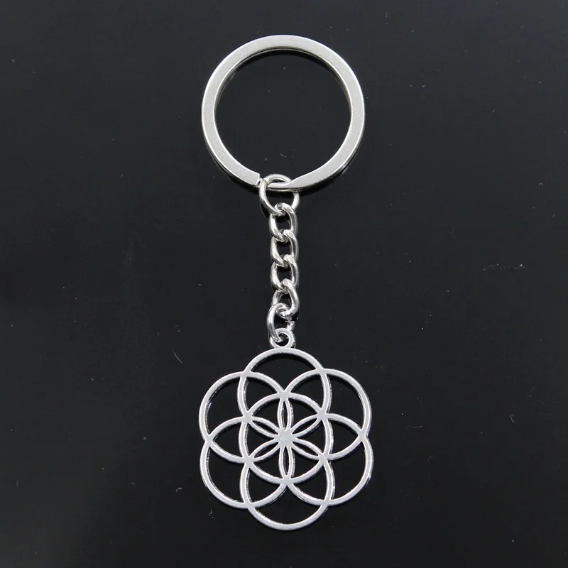 Neue Mode Schlüssel bund 37x32mm Blume des Lebens Yoga Anhänger DIY Männer Silber Farbe Auto Schlüssel anhänger Ring halter Souvenir als Geschenk