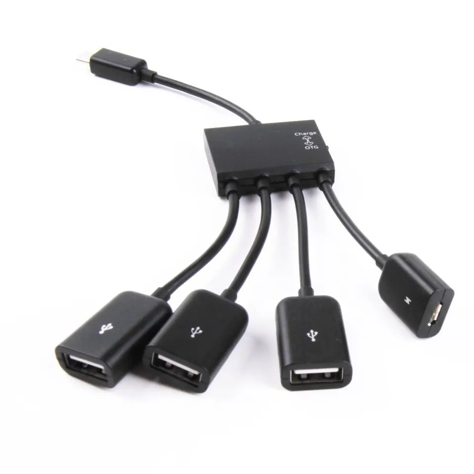 Hot 4 Port Micro USB Type-c Power OTG Extender Hub Cable Black For Android Tablet Smartphone U disk Mouse Accessories