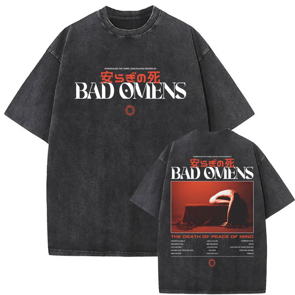 Washed Vintage Bad Omens Band Tshirt THE DEATH OF PEACE OF MIND T-shirts Men Women Oversized T Shirt Men's Rock Gothic T-shirt 6