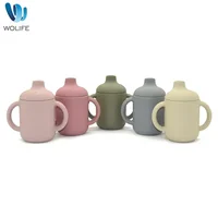 Wolife Baby Silicone Sippy Cup Baby Learning Drinking Cup Double Handle Silicone Cup Portable Children's Silicone Mug BPA Free 1
