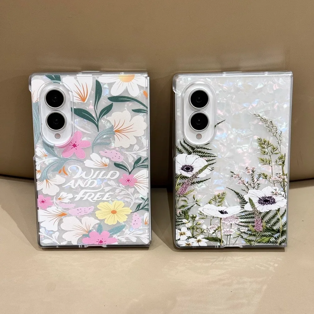 Luxury Floral Tulip Leaf Case with Colorful Shell Pattern