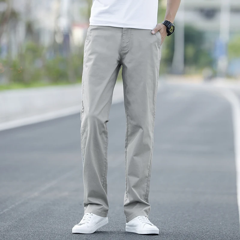 

SHAN BAO Spring Summer Brand Straight Loose Lightweight Men's Pants Classic Business Casual Cotton Stretch Thin Office Trousers