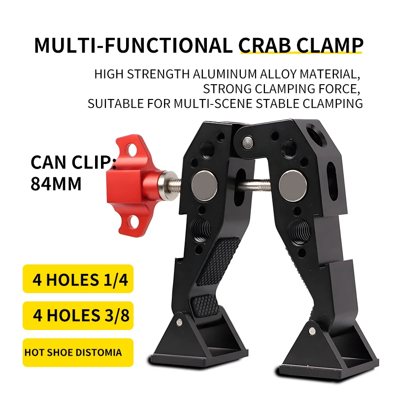 Magic Arm Clamp with 1/4in 3/8in Hole Double Ball Adapter Shoe Mount Super Clip Holder for DSLR Camera Monitor LED Light Mic Camera Magic Arm