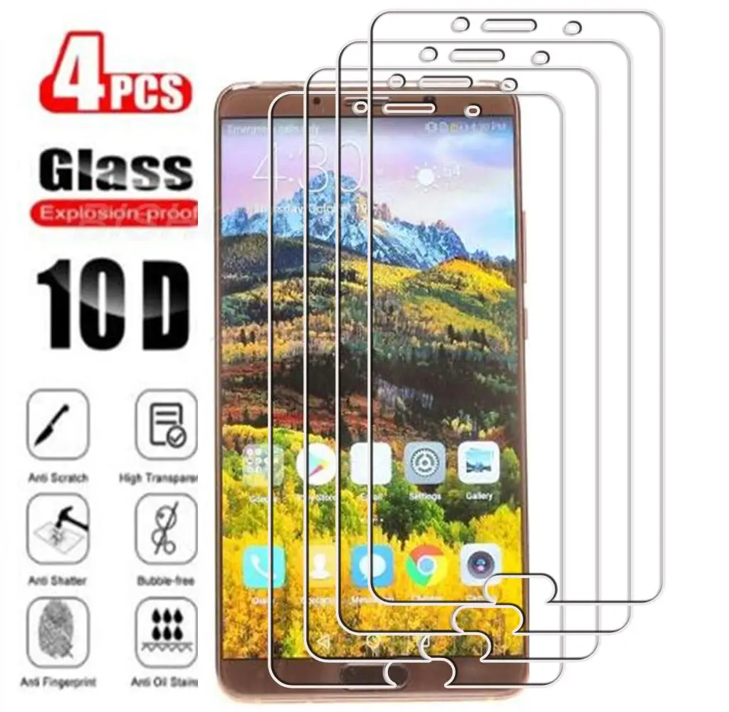 

4 шт., закаленное стекло для Huawei Mate 10 5,9 дюйма, 2017 дюйма, зеркальная защита для экрана, защитная стеклянная пленка 9H