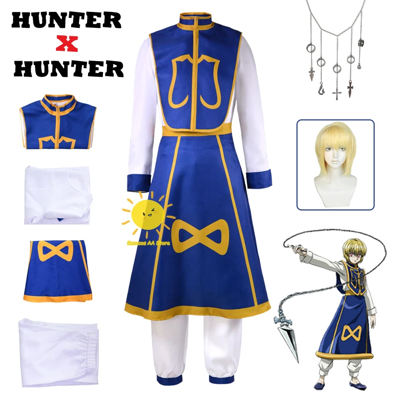 

Костюм для косплея из аниме Kurapika Hunter X Hunter, Униформа курапики, костюм с париком, цепи, для Хэллоуина, карнавала, женский и мужской