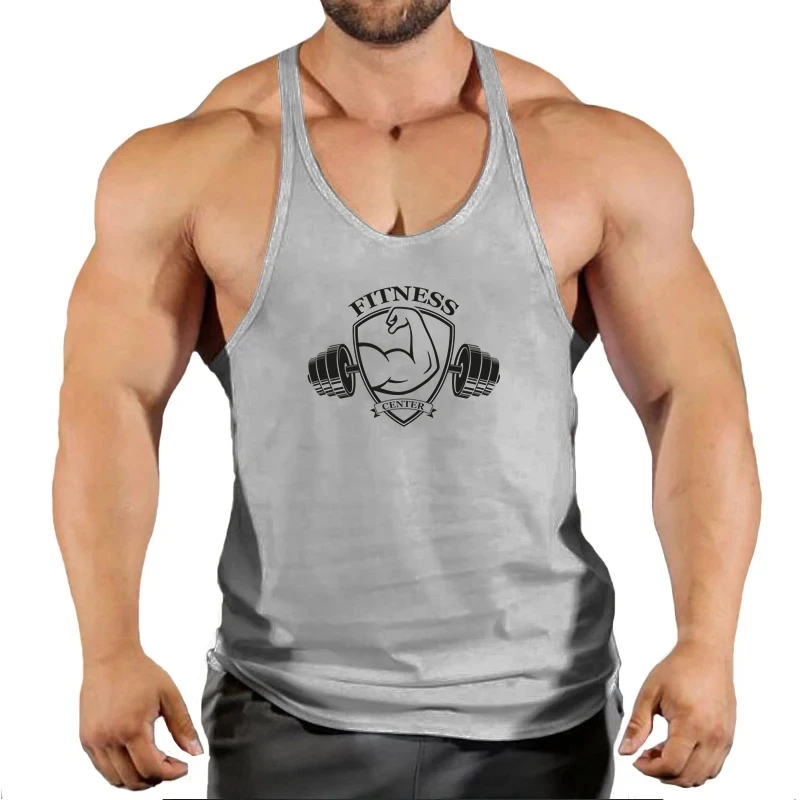 

Summer Fitness Gym Stringer Tank Top Men Cotton Clothing Bodybuilding Sleeveless Shirt Running Vest Muscle Singlets Workout Tank